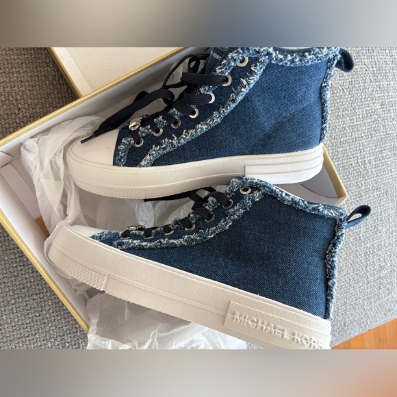 Michael Kors Evy High-Top Denim Sneakers Size 8.5 – Brand New in Box - Picture 7 of 12